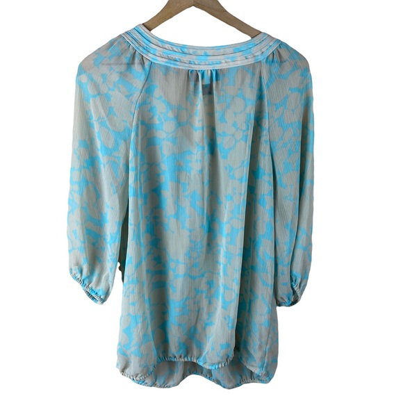 Lane Bryant Tan Blue Sheer Blouse Top 14 16 - Picture 4 of 8